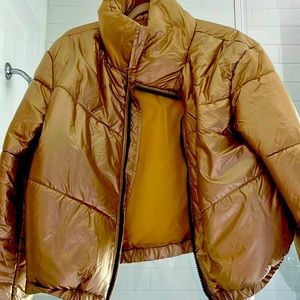 Gold puffer jacket- worn once. Great shape for those chic ski or mountain trips